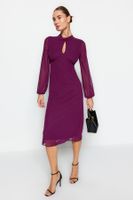 Trendyol Plum Collar Detailed, Lined Woven Dress