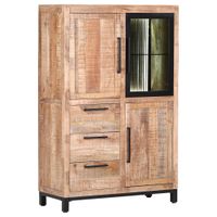 Livetastic VYSOKÁ KOMODA, mangové drevo, prírodná farba, čierna, 95/145/43 cm