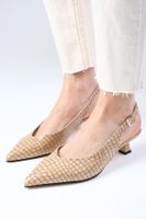 Mio Gusto Nancy Beige Color Open Back Short Heeled Shoes