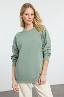 Trendyol Khaki Washed Regular/Normal Pattern Knitted Sweatshirt