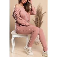 Moderan Komplet Trenirke S Lađa Izrezom I Perlicama Kyla, Roza