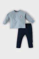 DEFACTO Baby Boy 2-Piece Set Crew Neck Printed Sweatshirt Elastic Waist Bottom