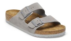 Birkenstock Arizona Suede Leather Narrow Fit Stone Coin Femei - Sandale Birkenstock - Gri - 1027687-2.5 - Size: 2.5