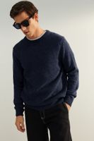 Trendyol Limited Edition Navy Blue Regular Wool Crew Neck Plain Knitted Sweater