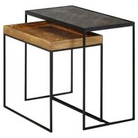 MID.YOU SADA PRÍRUČNÝCH STOLÍKOV, mangové drevo, hnedá