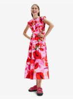 Růžové dámské vzorované maxišaty Desigual Tulip-Lacroix - Dámské