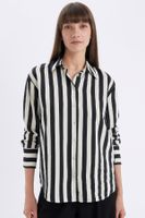 DEFACTO Oversize Wide Fit Striped Long Sleeve Shirt