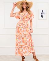 Resti Orange women's long dress with fashionable pattern - Clothing