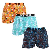 3PACK pánské trenky Styx art sportovní guma vícebarevné (3B16347) M