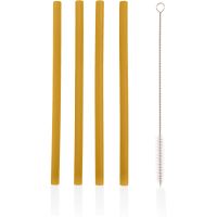 Zopa Silicone Straw силіконова трубочка + щітка для волосся 6 m+ Mustard Yellow 4 кс
