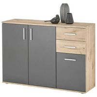 Carryhome ŠIROKÁ KOMODA, šedá, barvy dubu, 120/84/35 cm