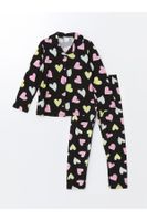 LC Waikiki Shirt Collar Printed Long Sleeve Girls Kids Pajamas Set