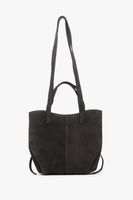 Estro: Ciemnobrązowa torebka damska z długimi rączkami z włoskiego weluru naturalnego Premium