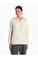 LC Waikiki Stand Collar Self-Patterned Women's Knitwear Sweater