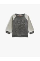 Koton Crew Neck Color Block Embossed Sweat