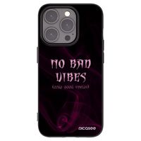 Silikónový čierny obal pre Apple iPhone 15 Pro - No bad vibes