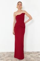 Trendyol Burgundy Body-Sleeved Single Sleeve Woven Long Elegant Evening Dress