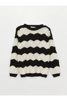 LC Waikiki Girls' Crew Neck Striped Long Sleeve Knitwear Sweater