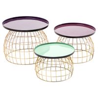 MID.YOU SADA PRÍRUČNÝCH STOLÍKOV, fialová, svetlozelená, slivková