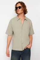 Trendyol Stone Regular Fit Short Sleeve Comfortable Flexible Knitted Shirt