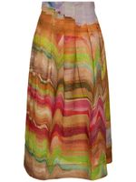 Alessandra Printed Linen Long Skirt