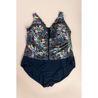 Plus Size Einteiler Badeanzug, Mehrfarbig