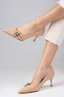 Mio Gusto Shirley Nude Patent Leather Pointed Toe Buckle Accessory Heel Shoes