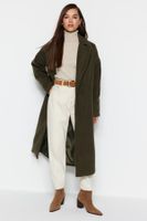 Trendyol Khaki Oversize Wide Cut Long Wool Cachet Coat