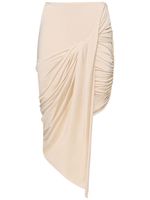 Draped Viscose Satin Jersey Midi Skirt