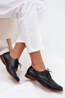 Női bőr elegáns kötős cipő Zazoo 4238 Fekete