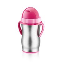 Dětská termoska s brčkem BAMBINI 300 ml, nerez, růžová