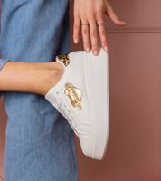 marka niezdefiniowana White sneakers with a rhinestone stiletto and leopard print detail Lerisol