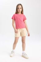 DEFACTO Girls' Pocket Woven Labeled Shorts