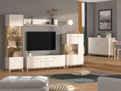 Obývacia izba s osvetlením xavier - dub, béžová