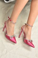 Fox Shoes Fuchsia Satin Fabric Women's Heeled Shoes