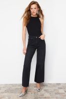 Trendyol Black Stone Detailed High Waist Wide Leg Jeans