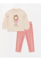 LC Waikiki Crew Neck Long Sleeve Printed Baby Girl Sweater & Leggings