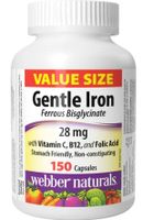 WEBBER NATURALS Železo 28 mg (jemné na žalúdok) + C, B12 a Kyselina listová