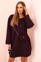Kesi Włoski Sukienka damska wiskozowa Plus Size z torebką na łańcuszku śliwkowa
