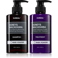 KUNDAL Honey & Macadamia Baby Powder sada pre suché a poškodené vlasy
