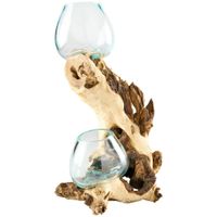 Ambia Home VÁZA, drevo, sklo, 40 cm