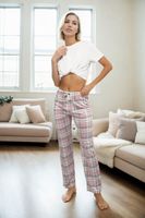 80156 Dewberry Women Pyjama Bottom-WHITE-PINK