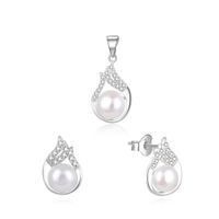 Beneto Stříbrná souprava šperků s pravými perlami AGSET220PL