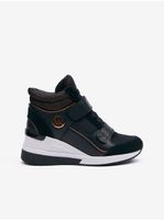 Černé dámské kožené kotníkové tenisky na klínku Michael Kors Gentry High Top