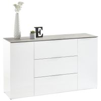 Carryhome ŠIROKÁ KOMODA, sivá, biela s vysokým leskom, 159,6/93,50/45 cm