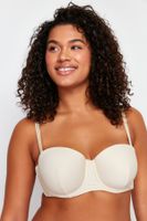 Trendyol Curve Beige Ribbed Strapless Bra