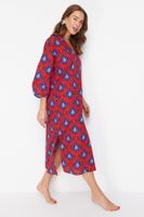 Trendyol Geometric Patterned Wide Fit Midi Woven Beach Dress