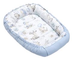 Medi Partners Baby cocoon/nest – Waffle – Deer and Hedgehog + Light blue Waffle