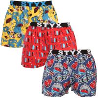 3PACK pánské trenky Styx art sportovní guma vícebarevné (3B15690) XXL