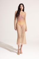 DEFACTO Fall In Love Regular Fit Long Sleeve Maxi Fishnet Beach Dress